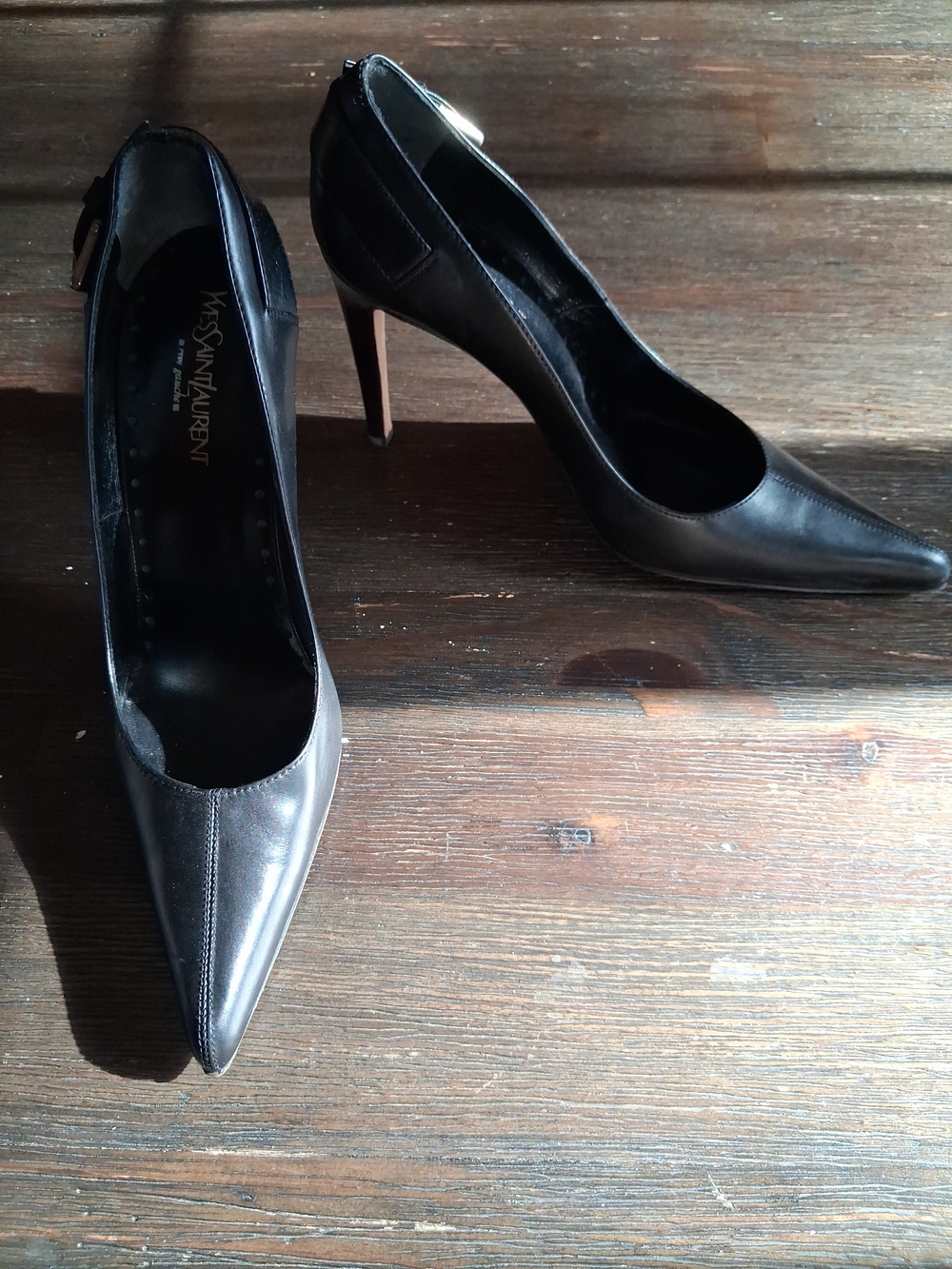 Saint Laurent Black Leather Pointed-Toe Stiletto Pumps